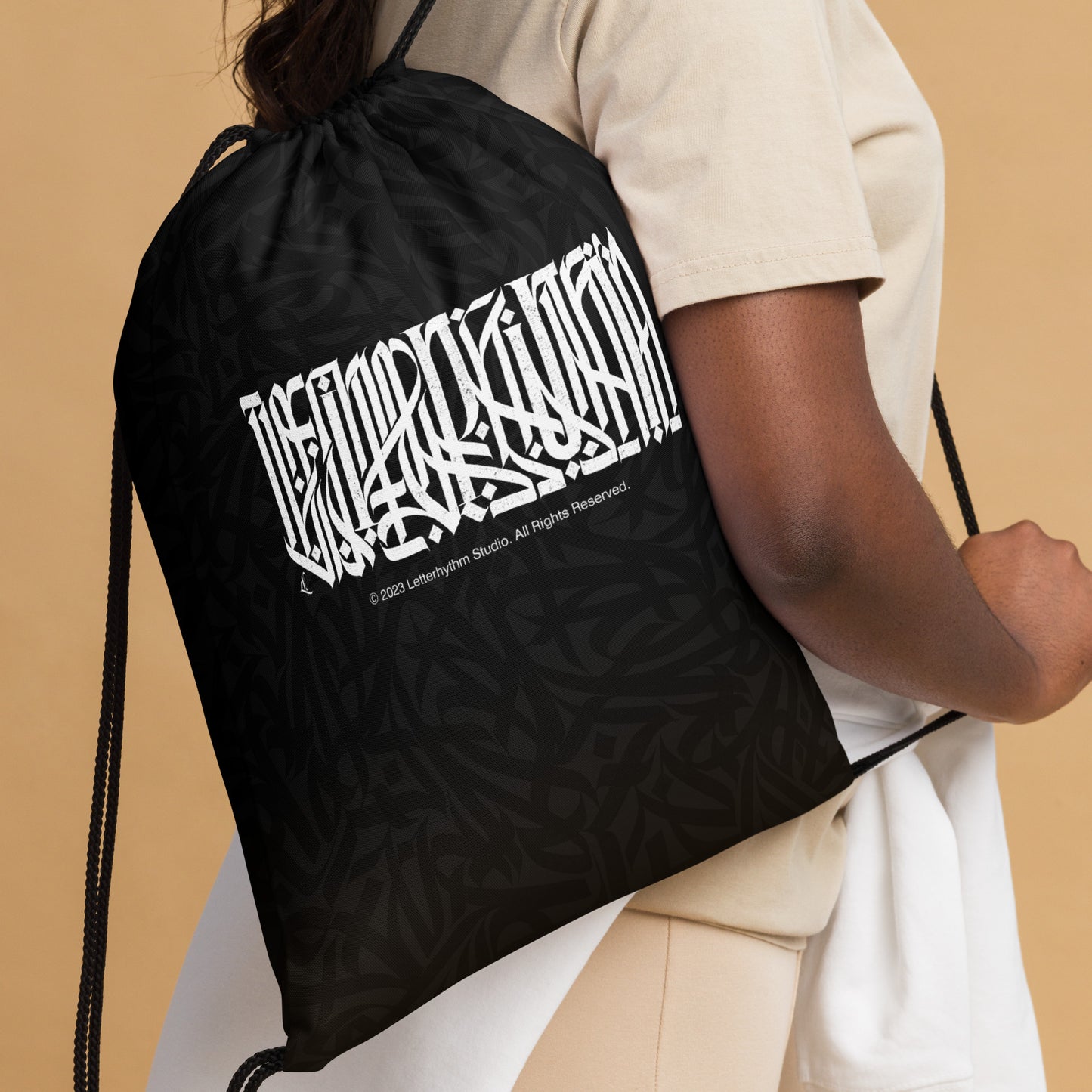 Inscription Drawstring bag