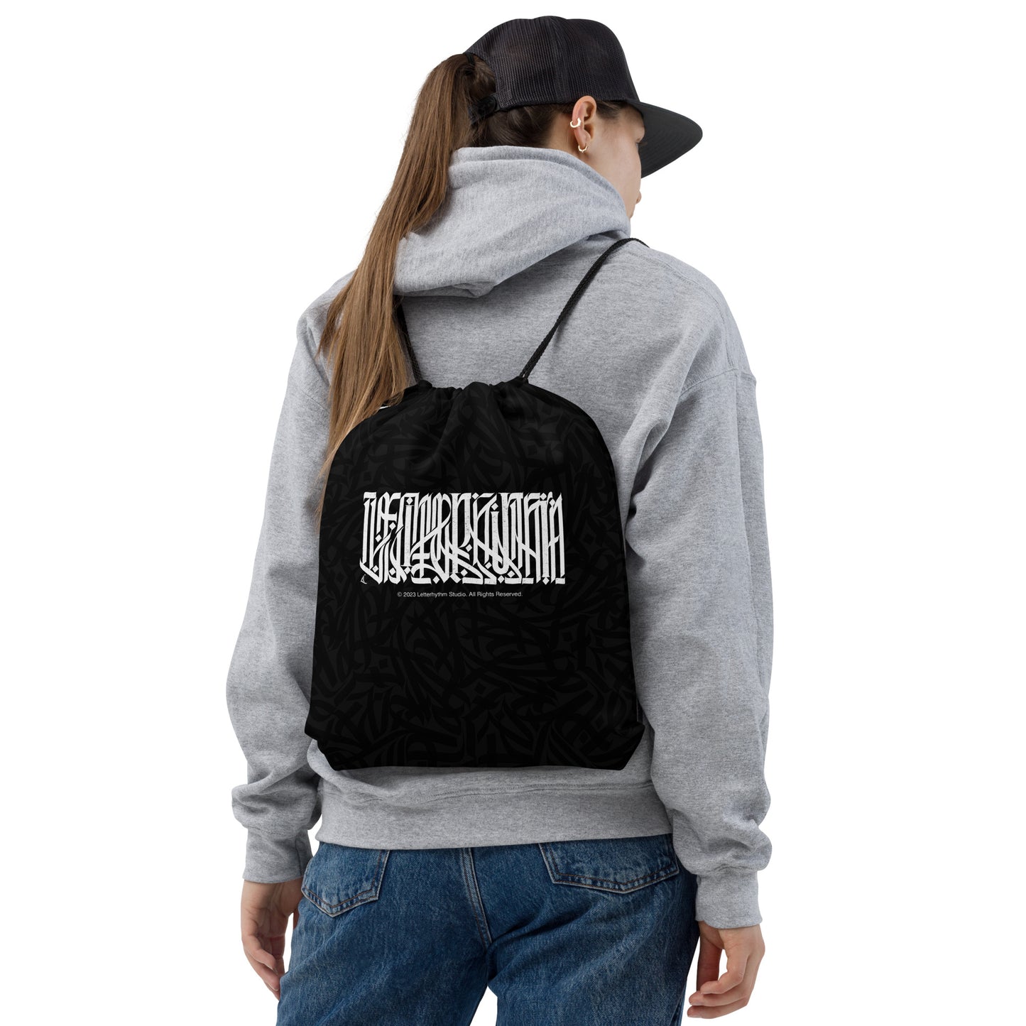 Inscription Drawstring bag