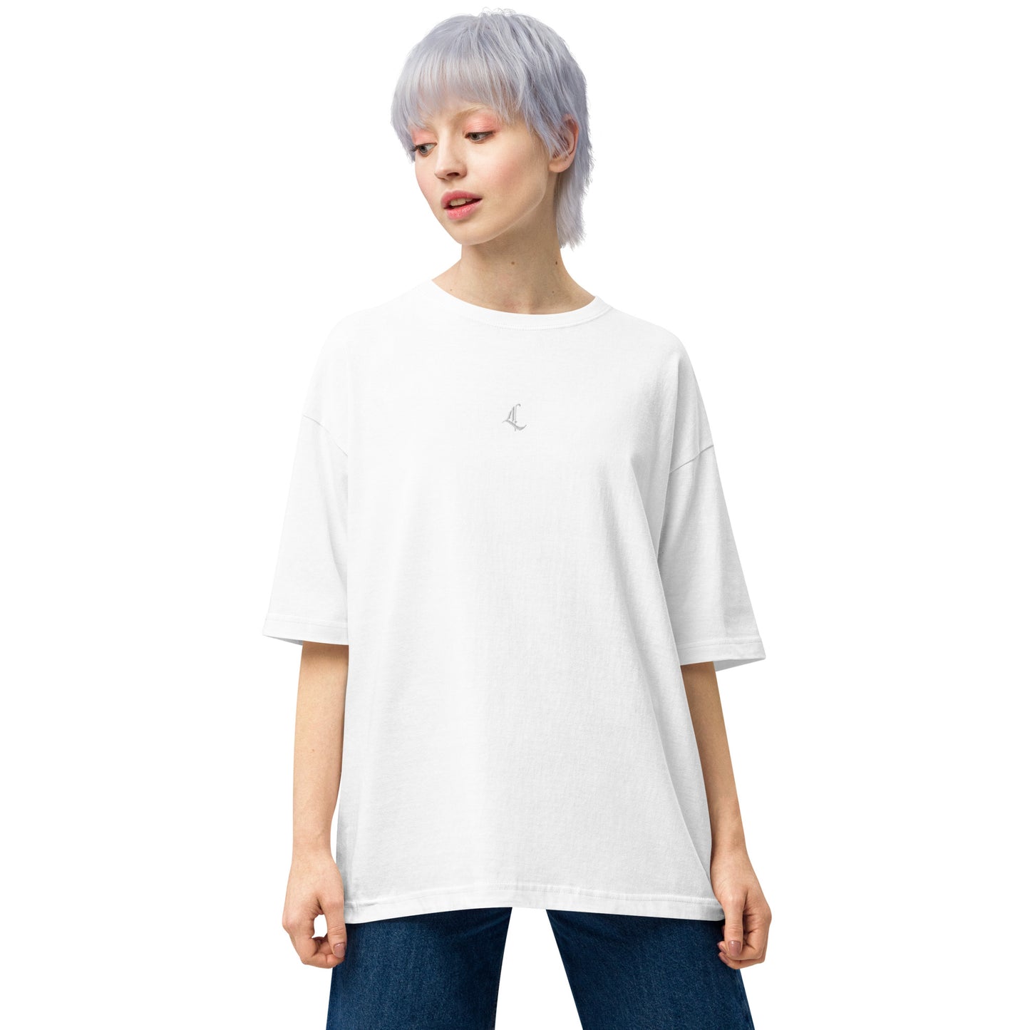 Letterhythm® Signature Unisex Oversized T-shirt (White Logo Embroidery)